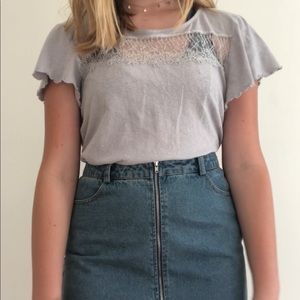 Deletta grey lace top